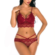 Load image into Gallery viewer, Christmas New Strappy Sexy Lingerie Bra Set Women Sexy Lace Sleepwear Lingerie Temptation Bra Underwear Nightwear Set
