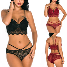Load image into Gallery viewer, Christmas New Strappy Sexy Lingerie Bra Set Women Sexy Lace Sleepwear Lingerie Temptation Bra Underwear Nightwear Set