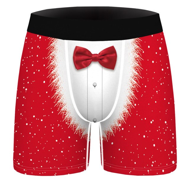 Christmas Printed Funny Underwear for Sexy Mans Boxers Mens Holiday Underpants Male New Year's Panties Shorts Trunks Homme