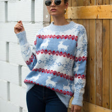 Load image into Gallery viewer, Christmas Sweater Women Winter Warm Snowflake Fawn Sweater Casual Sweet O Neck Pullover Knitted Tops New Year  Fashion Clothes