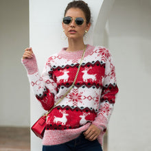 Load image into Gallery viewer, Christmas Sweater Women Winter Warm Snowflake Fawn Sweater Casual Sweet O Neck Pullover Knitted Tops New Year  Fashion Clothes