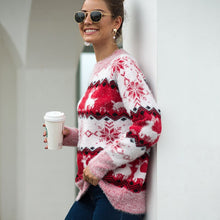 Load image into Gallery viewer, Christmas Sweater Women Winter Warm Snowflake Fawn Sweater Casual Sweet O Neck Pullover Knitted Tops New Year  Fashion Clothes