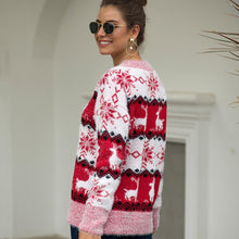 Load image into Gallery viewer, Christmas Sweater Women Winter Warm Snowflake Fawn Sweater Casual Sweet O Neck Pullover Knitted Tops New Year  Fashion Clothes