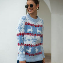 Load image into Gallery viewer, Christmas Sweater Women Winter Warm Snowflake Fawn Sweater Casual Sweet O Neck Pullover Knitted Tops New Year  Fashion Clothes