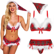 Load image into Gallery viewer, Christmas Underwear Women Set Sexy Dress Lingerie Set Costume School Girl Bralette Crop Top Women Lace Cami Bra