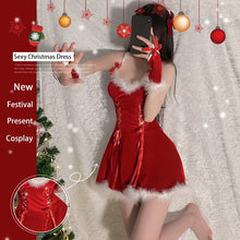 Load image into Gallery viewer, Christmas Uniform Gift Sleepwear Women Night Dress with Glove Velvet Sexy Lingerie Party Nightgown Camisole Cosplay Home Suit