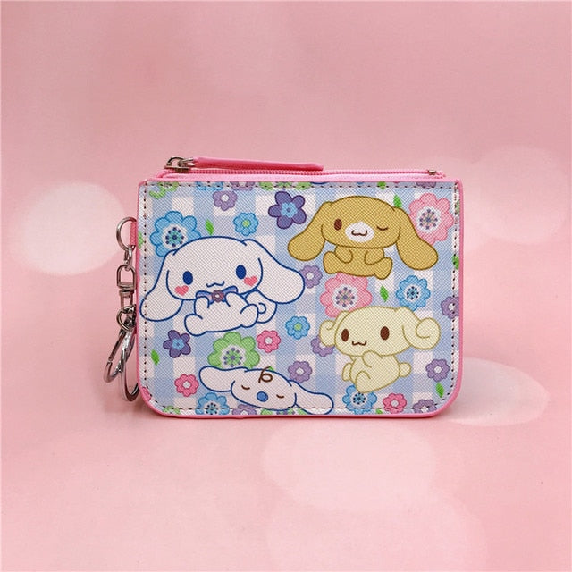 Cinnamoroll Coin Bag Wallet Certificate Cover Keychain Student School Card Meal Cartoon Cover Cute Coin Purse Keychain Pendant