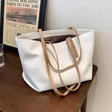 Load image into Gallery viewer,   Clássico tecer designer tote saco de alta capacidade bolsas de couro do plutônio para as mulheres  marca feminina viagem gra