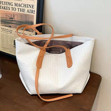 Load image into Gallery viewer,   Clássico tecer designer tote saco de alta capacidade bolsas de couro do plutônio para as mulheres  marca feminina viagem gra