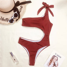 Load image into Gallery viewer, Closed Swimsuit Bikini 2021 Pure Strapless Suit Shoulder Sling Color Without Pattern Solid Color