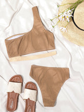 Load image into Gallery viewer, Color Matching Pit Strip One-shoulder Bikini Backless Sexy Swimsuit