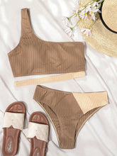 Load image into Gallery viewer, Color Matching Pit Strip One-shoulder Bikini Backless Sexy Swimsuit