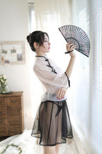 Load image into Gallery viewer, Colorful Sexy Lingerie Cheongsam Split Skirt Elegant Suit Transparent Mesh Retro Night Club Republic Cosplay Women Clothing