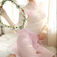 Load image into Gallery viewer, Colorful Sexy Lingerie Cheongsam Split Skirt Elegant Suit Transparent Mesh Retro Night Club Republic Cosplay Women Clothing