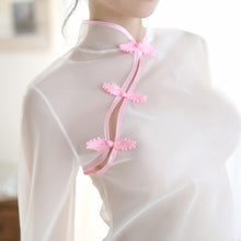 Load image into Gallery viewer, Colorful Sexy Lingerie Cheongsam Split Skirt Elegant Suit Transparent Mesh Retro Night Club Republic Cosplay Women Clothing