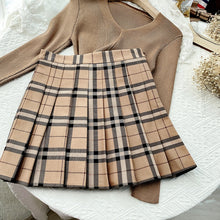 Load image into Gallery viewer, Contrast Color Plaid Striped Skirt Korean Version of Pleated Skirt Autumn High Waist A Line Plaid Mini Skirt Student Style Sweet