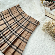 Load image into Gallery viewer, Contrast Color Plaid Striped Skirt Korean Version of Pleated Skirt Autumn High Waist A Line Plaid Mini Skirt Student Style Sweet
