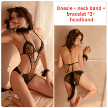 Load image into Gallery viewer, Cosplay Cat Lady Porno Teddies Woman Sexy Lingerie Suit Femme Erotica Bodysuit Hot Leopard Patent Leather Slim Slutty Clothes