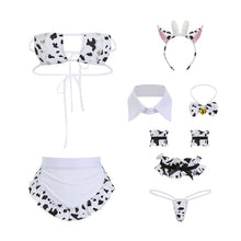 Load image into Gallery viewer, Cosplay Maid Costume Kawaii Cute Cow Women Sexual Lingerie Hollow-out Porno Adult Sex Uniform Set Micro Bikini Exotic Dancewear