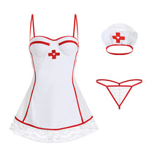 Load image into Gallery viewer, Cosplay Nurse Uniform Women Sexy Lingerie Set Hot Nightdress Satin Lace Slutty Clothes Slip Padded Dress Roleplay Japanese Sexy