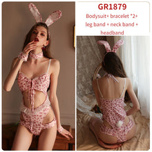 Load image into Gallery viewer, Cosplay Porno Bunny Bodysuit Woman Erotic Sexy Lingerie Set Exotic One-piece Leopard Hollow Open-crotch Adult Sex Slutty Costume