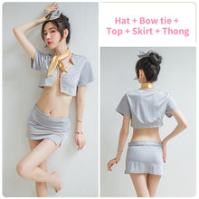 Load image into Gallery viewer, Cosplay Stewardess Uniform Woman Sexy Porno Skirt Femme V-top Dress Set Exotica Naughty Roleplay Flight Attendant Slutty Clothes
