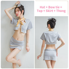 Load image into Gallery viewer, Cosplay Stewardess Uniform Woman Sexy Porno Skirt Femme V-top Dress Set Exotica Naughty Roleplay Flight Attendant Slutty Clothes