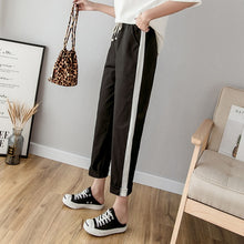 Load image into Gallery viewer, Cotton Linen Ankle Length Pants Women&#39;s Summer Autumn Casual Trousers Pencil Leisure Fashion Striped Women Pant Black Green Pink