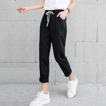 Load image into Gallery viewer, Cotton Linen Ankle Length Pants Women&#39;s Summer Autumn Casual Trousers Pencil Leisure Fashion Striped Women Pant Black Green Pink