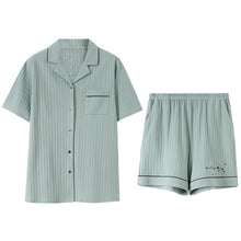 Load image into Gallery viewer, Cotton Pajama Set Female Pure Colour Pijamas Mujer Short Sleeve T-Shirt and Shorts Ladies&#39; Pyjamas Summer Sleepwear Home Clothes