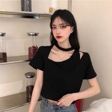 Load image into Gallery viewer, Cotton Summer New Hollow-out Design Sense Niche Short-Sleeved T-shirt Female Western Top Plus Size Streetwear Korean Clothes