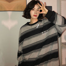 Load image into Gallery viewer, Cotton Sweaters Female Casual Stripe Embroidered Letter O-neck Knitted Tops 2021 Autumn New Korean Loose Slim Vintage Pullovers