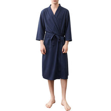 Load image into Gallery viewer, Couple Bathrobe Comfortable Leisure Wear Waist Belt Soft Waffle Lightweight Sleepwear Casual Loose Loungewear Homewear