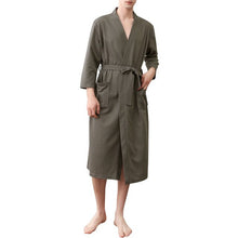 Load image into Gallery viewer, Couple Bathrobe Comfortable Leisure Wear Waist Belt Soft Waffle Lightweight Sleepwear Casual Loose Loungewear Homewear