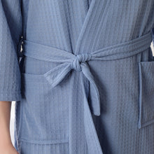 Load image into Gallery viewer, Couple Bathrobe Comfortable Leisure Wear Waist Belt Soft Waffle Lightweight Sleepwear Casual Loose Loungewear Homewear