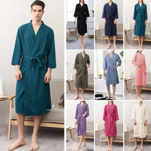Load image into Gallery viewer, Couple Bathrobe Comfortable Leisure Wear Waist Belt Soft Waffle Lightweight Sleepwear Casual Loose Loungewear Homewear