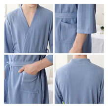 Load image into Gallery viewer, Couple Bathrobe Comfortable Leisure Wear Waist Belt Soft Waffle Lightweight Sleepwear Casual Loose Loungewear Homewear