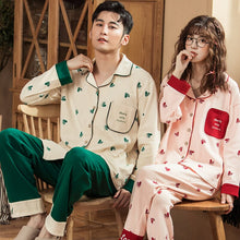Load image into Gallery viewer, Couple Pajamas Sets Autumn Men And Women 100% Cotton Pijamas Sleepwear Lover Home Night Suit Sleep Lounge Plus Size M-XXXL