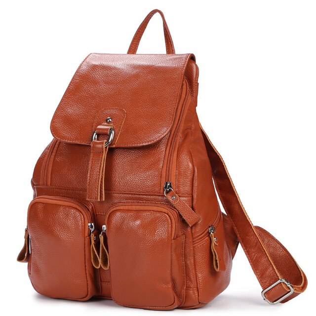 Cow Genuine Leather Women Backpacks Luxury Brand Female Real Natural First Layer Leather Ladies Girl Student Casual Backpack Bag