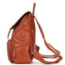 Load image into Gallery viewer, Cow Genuine Leather Women Backpacks Luxury Brand Female Real Natural First Layer Leather Ladies Girl Student Casual Backpack Bag