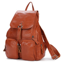 Load image into Gallery viewer, Cow Genuine Leather Women Backpacks Luxury Brand Female Real Natural First Layer Leather Ladies Girl Student Casual Backpack Bag