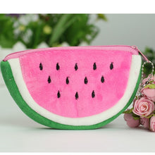 Load image into Gallery viewer, Creative Fruit Plush Coin Purse Watermelon/Strawberry/Orange/Pineapple Zipper Wallet Plush Pocket Card Holder Coin Wallets