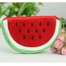 Load image into Gallery viewer, Creative Fruit Plush Coin Purse Watermelon/Strawberry/Orange/Pineapple Zipper Wallet Plush Pocket Card Holder Coin Wallets
