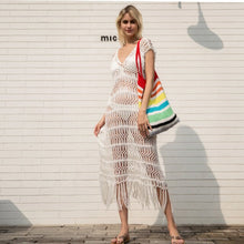Load image into Gallery viewer, Crochet Dress Cover Up Summer 2021 Sexy Bathing Suits Beachwear Crochet White  Knitted Coverup Kaftan Beach Sarongs Women