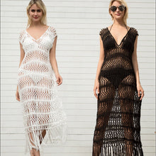 Load image into Gallery viewer, Crochet Dress Cover Up Summer 2021 Sexy Bathing Suits Beachwear Crochet White  Knitted Coverup Kaftan Beach Sarongs Women