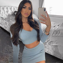 Load image into Gallery viewer, Cropped Top And Skirts Women&#39;s Sets Knitted Two Piece Women&#39;s Suit 2021 Summer Two Piece Set Fashion Casual Female SetS 2 Pcs