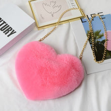 Load image into Gallery viewer, Crossbody Bags for Women Rex Rabbit Fur Love Bag Peach Heart Bag Chain Bag Fashion Shoulder Cross-chain Female Bag