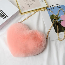 Load image into Gallery viewer, Crossbody Bags for Women Rex Rabbit Fur Love Bag Peach Heart Bag Chain Bag Fashion Shoulder Cross-chain Female Bag
