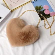 Load image into Gallery viewer, Crossbody Bags for Women Rex Rabbit Fur Love Bag Peach Heart Bag Chain Bag Fashion Shoulder Cross-chain Female Bag