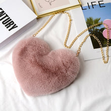 Load image into Gallery viewer, Crossbody Bags for Women Rex Rabbit Fur Love Bag Peach Heart Bag Chain Bag Fashion Shoulder Cross-chain Female Bag